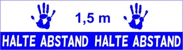 INDOOR Aufkleber 600mm HALTE ABSTAND 1,5 m für Fußböden, blau